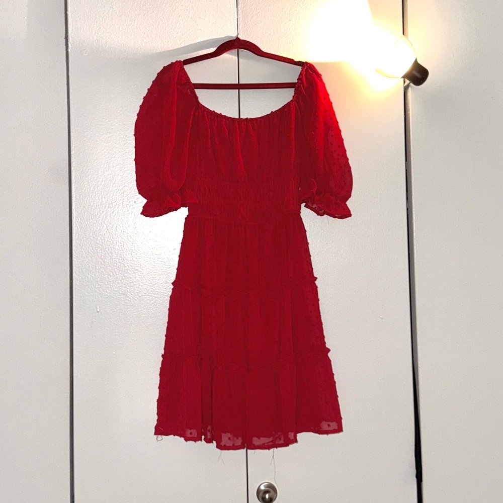 S34: Red midi dress